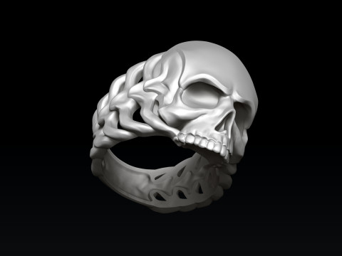 Skull Skeleton Ring 3D print model Modèles 3D en vedette