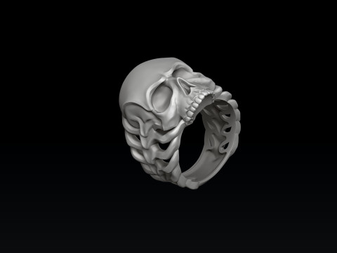 Skull Skeleton Ring 3D print model Modèles 3D en vedette