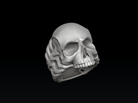 Skull Skeleton Ring 3D print model Modèles 3D en vedette