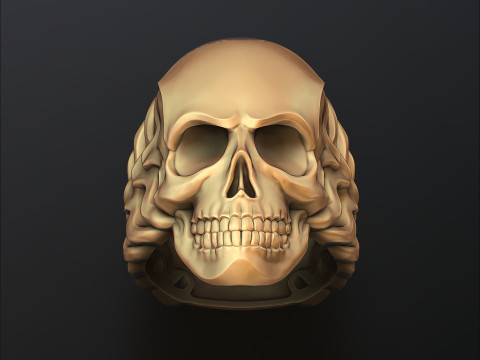 Skull Skeleton Ring Version 2 3D print model 3Dプリントモデル