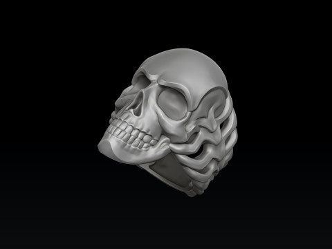 Skull Skeleton Ring Version 2 3D print model Model Cetak 3D