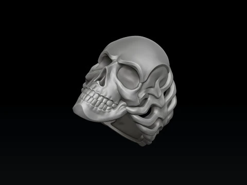 Skull Skeleton Ring Version 2 3D print model 3D Print Model