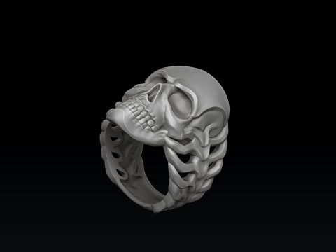 Skull Skeleton Ring Version 2 3D print model Model Cetak 3D