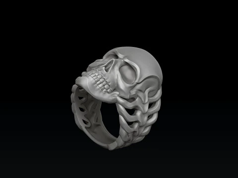 Skull Skeleton Ring Version 2 3D print model 3D Print Model