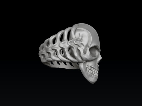 Skull Skeleton Ring Version 2 3D print model Model Cetak 3D