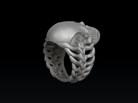 Skull Skeleton Ring Version 2 3D print model Model Cetak 3D