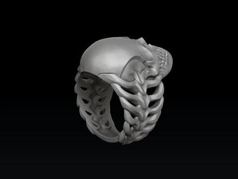 Skull Skeleton Ring Version 2 3D print model 3D Print Model