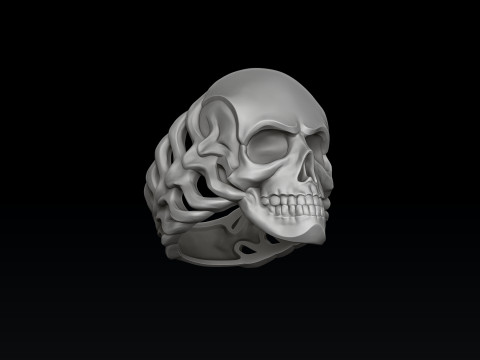 Skull Skeleton Ring Version 2 3D print model Model Cetak 3D