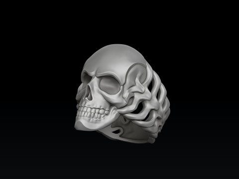Skull Skeleton Ring Version 2 3D print model Model Cetak 3D