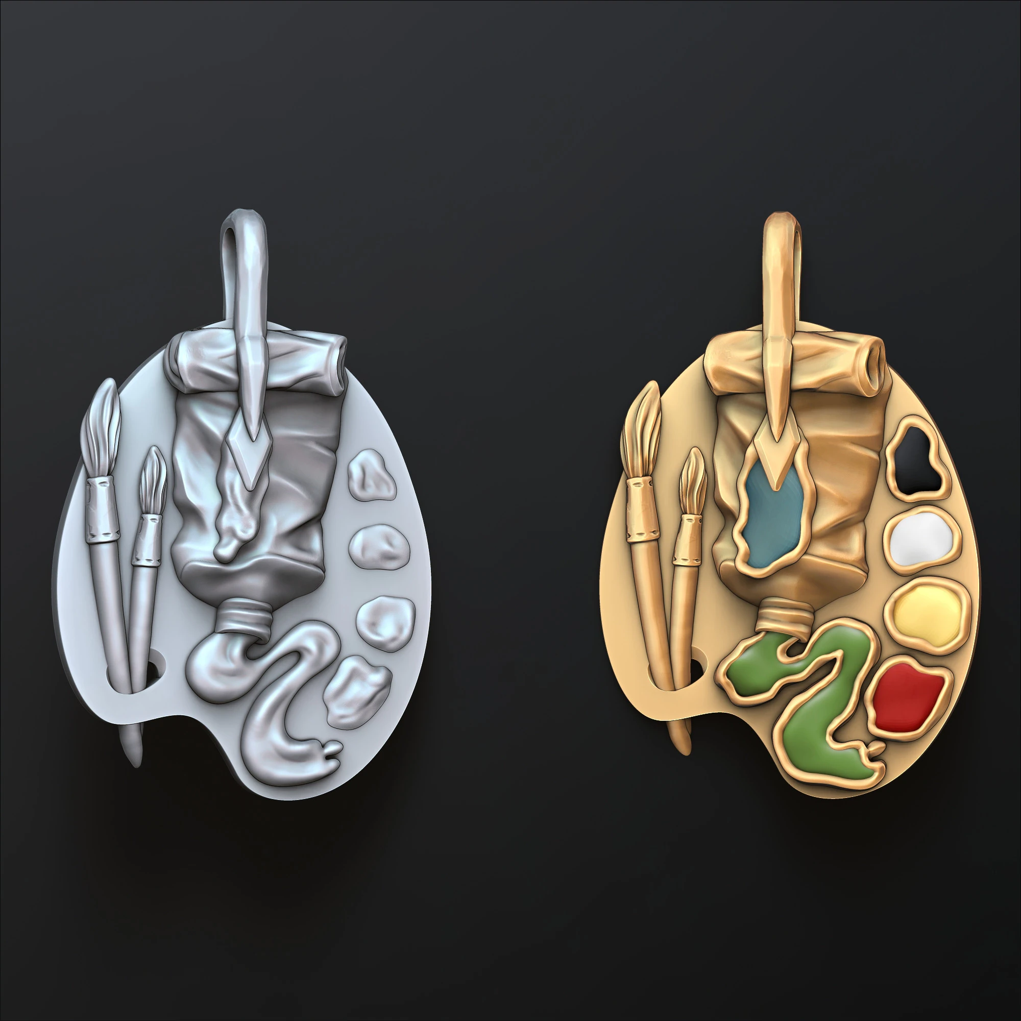 Painting Palette Pendant 3D print model 3D Print Model .c4d .max .obj .3ds .fbx .stl .blend 