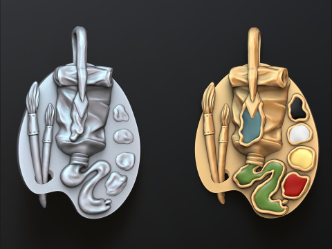 Painting Palette Pendant 3D print model 3Dプリントモデル