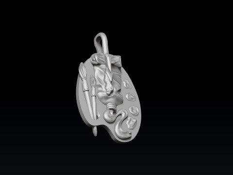 Painting Palette Pendant 3D print model 3Dプリントモデル