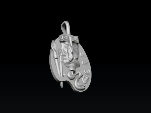 Painting Palette Pendant 3D print model 3D Print Model