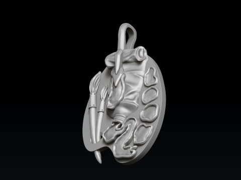 Painting Palette Pendant 3D print model 3Dプリントモデル