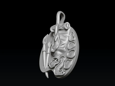 Painting Palette Pendant 3D print model 3D Print Model