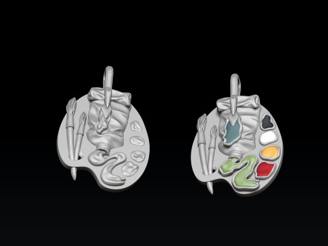 Painting Palette Pendant 3D print model 3Dプリントモデル