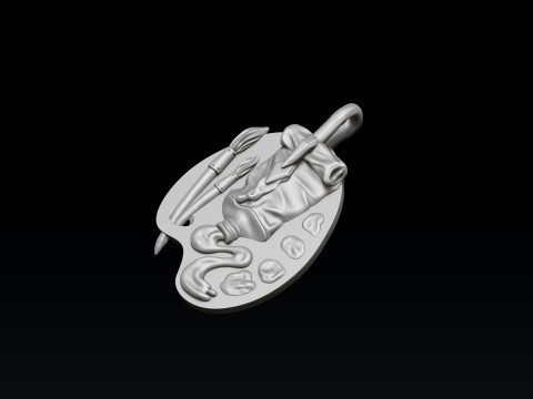 Painting Palette Pendant 3D print model 3Dプリントモデル