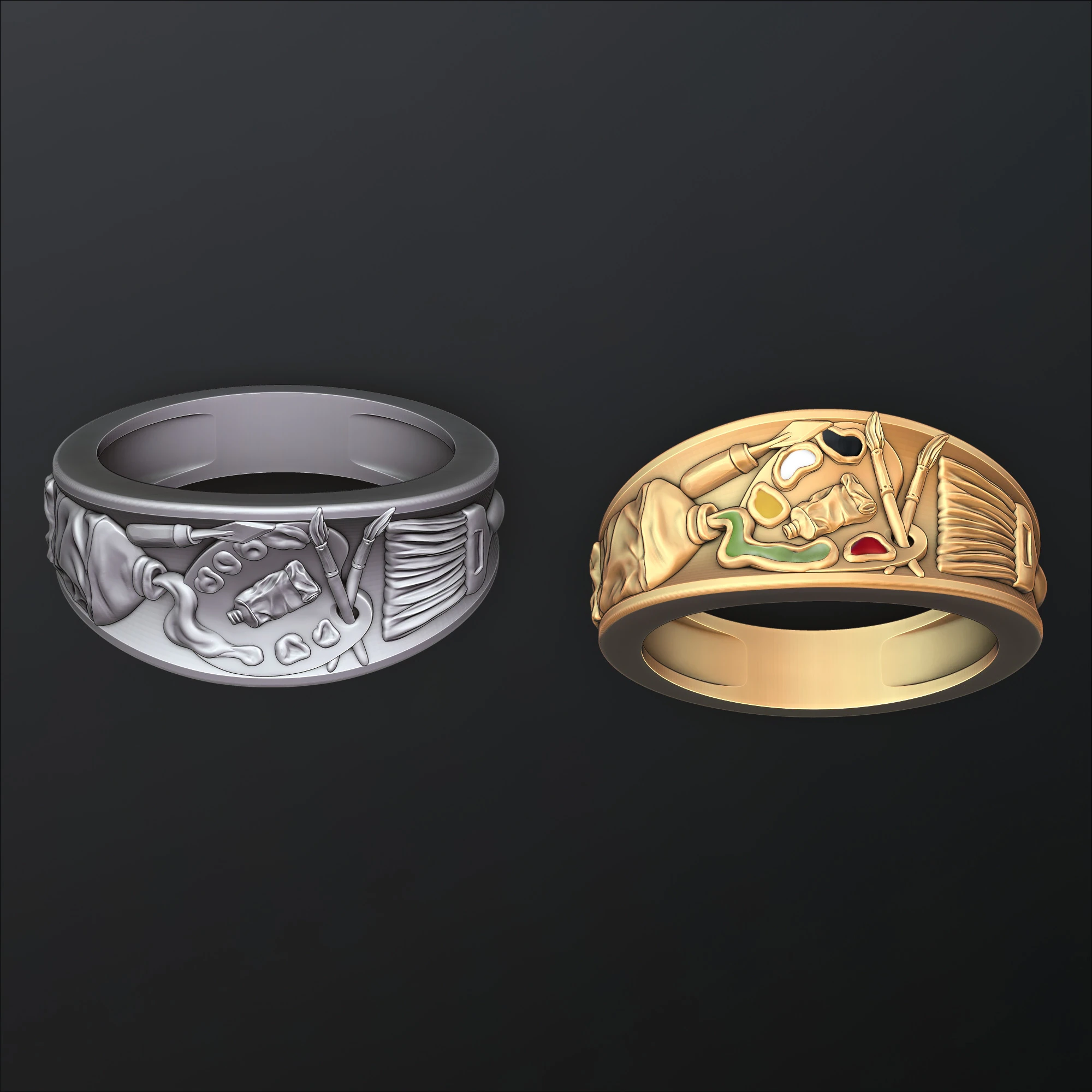 Painting Palette Ring 3D print model 3D Print Model .c4d .max .obj .3ds .fbx .stl .blend