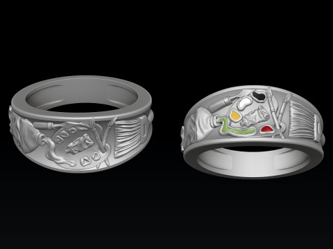 Painting Palette Ring 3D print model 3D Print Model