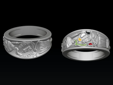 Painting Palette Ring 3D print model 3D Print Model