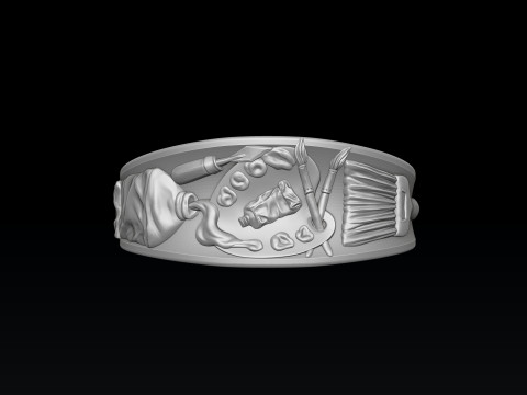 Painting Palette Ring 3D print model 3D Print Model