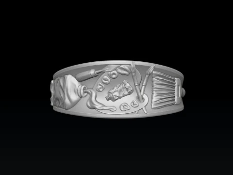 Painting Palette Ring 3D print model 3D Print Model