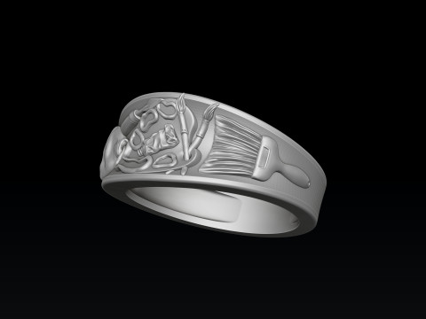 Painting Palette Ring 3D print model 3D Print Model