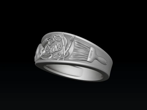 Painting Palette Ring 3D print model 3D Print Model