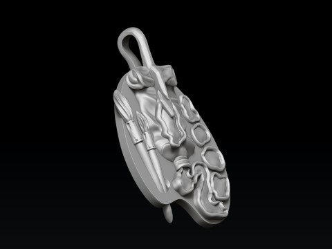 Painting Palette Ring Pendant set 3D print model 3Dプリントモデル