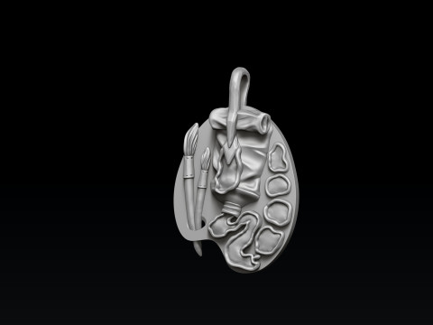 Painting Palette Ring Pendant set 3D print model 3Dプリントモデル