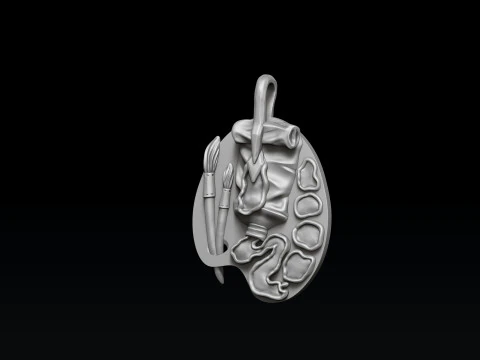 ペイントパレットリングペンダントセット3Dプリントモデル 3Dプリントモデル