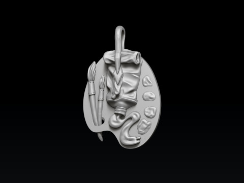 Painting Palette Ring Pendant set 3D print model 3Dプリントモデル