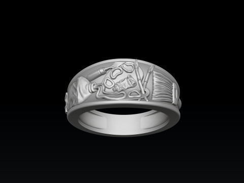 Painting Palette Ring Pendant set 3D print model 3Dプリントモデル