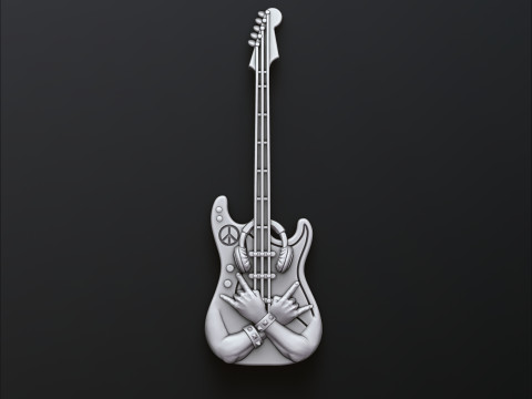 Rock N Roll Guitar Pendant 3D print model 3Dプリントモデル