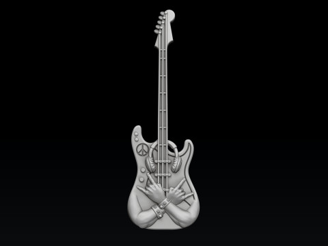 Rock N Roll Guitar Pendant 3D print model 3Dプリントモデル