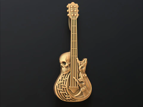 Подвеска для гитары в стиле рок-н-ролл с черепом 3D модель для печати 3D Принт Модель