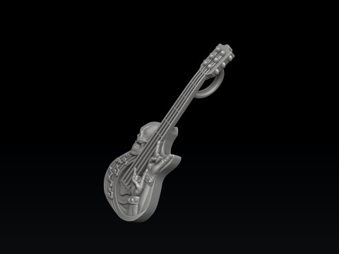 Skull Rock N Roll Guitar Pendant 3D print model 3Dプリントモデル