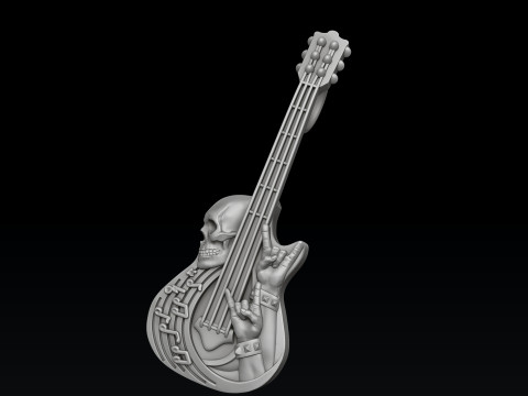 Skull Rock N Roll Guitar Pendant 3D print model 3Dプリントモデル