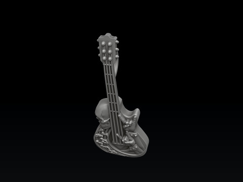 Skull Rock N Roll Guitar Pendant 3D print model 3Dプリントモデル