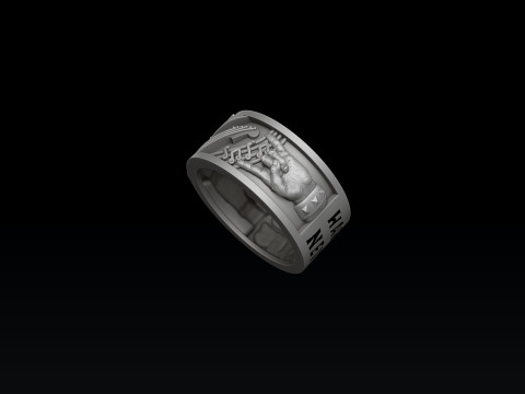 Rock N Roll Guitar Ring 3D print model Modello di stampa 3D