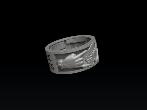 Rock N Roll Guitar Ring 3D print model Modello di stampa 3D