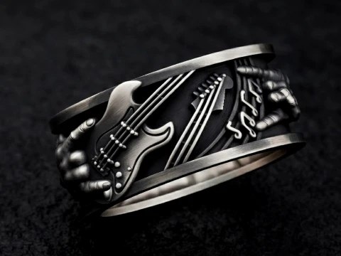 Rock N Roll Gitar Yüzüğü 3D baskı modeli 3D Baskı Modeli