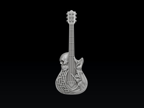Rock N Roll Guitar Ring Pendant Set 3D print model 3Dプリントモデル