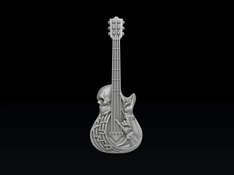 Rock N Roll Guitar Ring Pendant Set 3D print model 3D Print Model