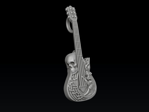 Rock N Roll Guitar Ring Pendant Set 3D print model 3Dプリントモデル