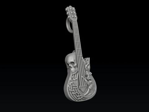 Rock N Roll Guitar Ring Pendant Set 3D print model 3D Print Model