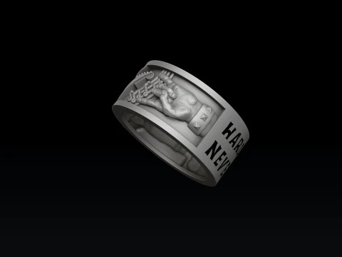 Rock N Roll Guitar Ring Pendant Set 3D print model 3D Print Model
