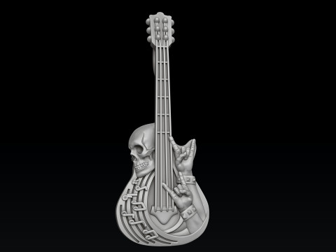 Rock N Roll Guitar Ring Pendant Set 3D print model 3Dプリントモデル