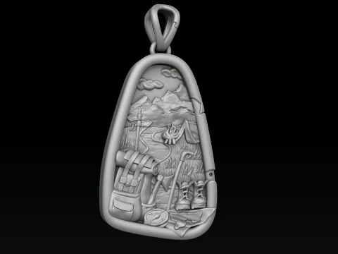 Traveller Hiking Pendant 3D print model 3D Print Model