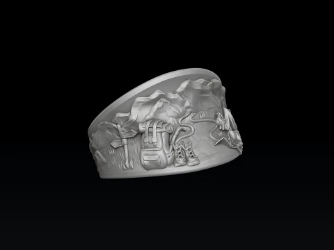 Traveller Hiking Pendant Ring Set 3D print model 3D Print Model